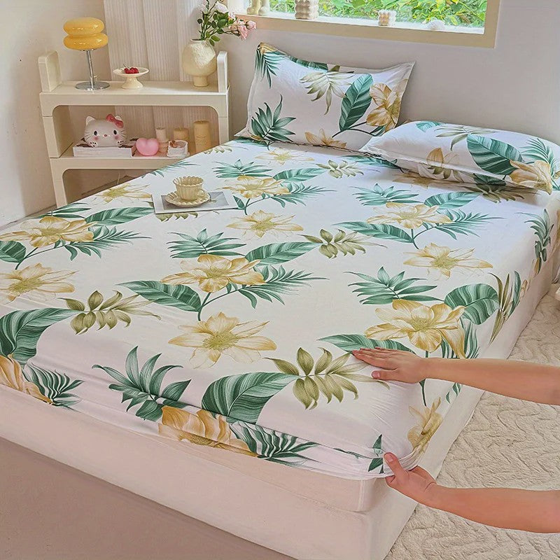 3-delige Beddengoedset met Print: Zacht, Comfortabel, 1 Hoeslaken + 2 Kussenslopen (zonder vulling)