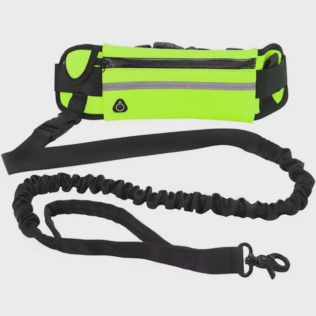 Handsfree Hondentuig met Heuptas - Reflecterend, Intrekbaar & Elastisch voor Lopen & Rennen