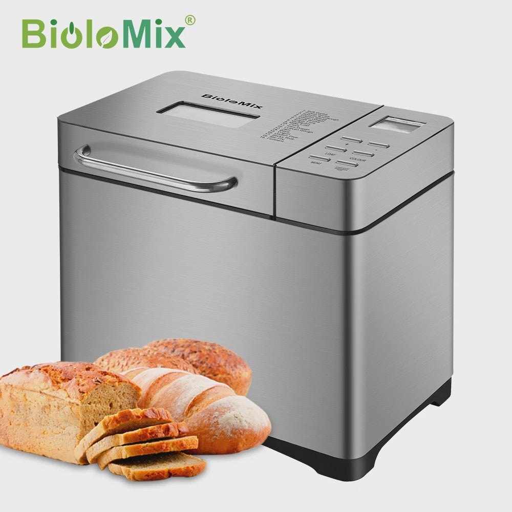 Biolomix Broodmachine 1KG - 19 Programma's, Roestvrij Staal, Automatische Notendispenser