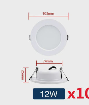 Set van 10 LED Downlighters Wit 5W-18W Rond Plafondlamp DC 12V/24V AC 110V/220V