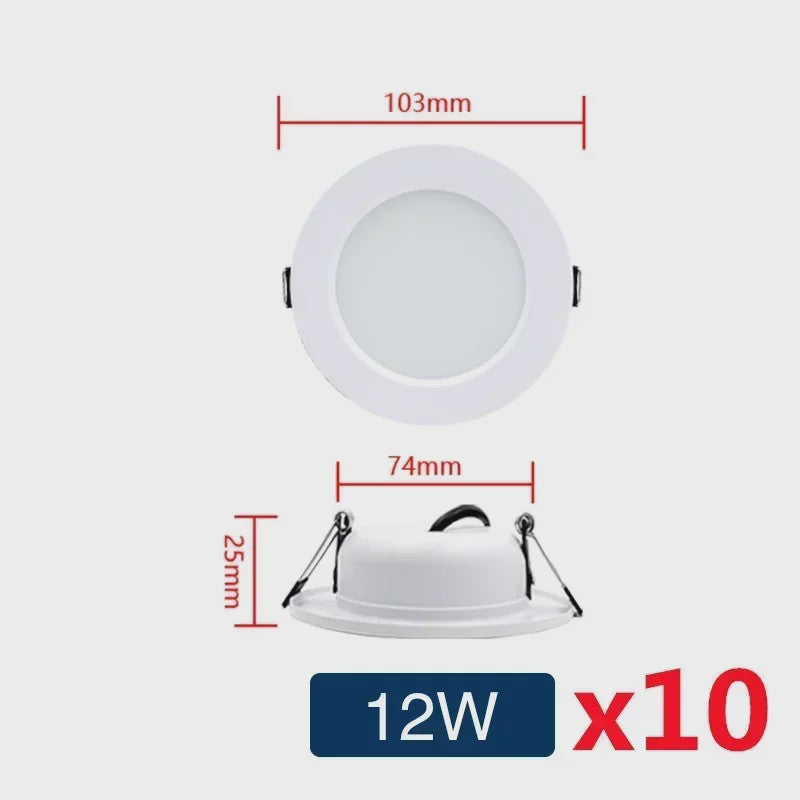Set van 10 LED Downlighters Wit 5W-18W Rond Plafondlamp DC 12V/24V AC 110V/220V