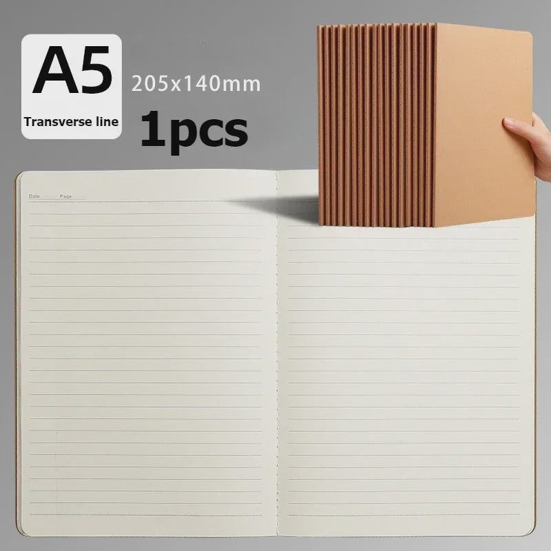 Vintage A5 Notitieboek met Kraft Kaft - Blanco, Gelinieerd of Geruit Papier