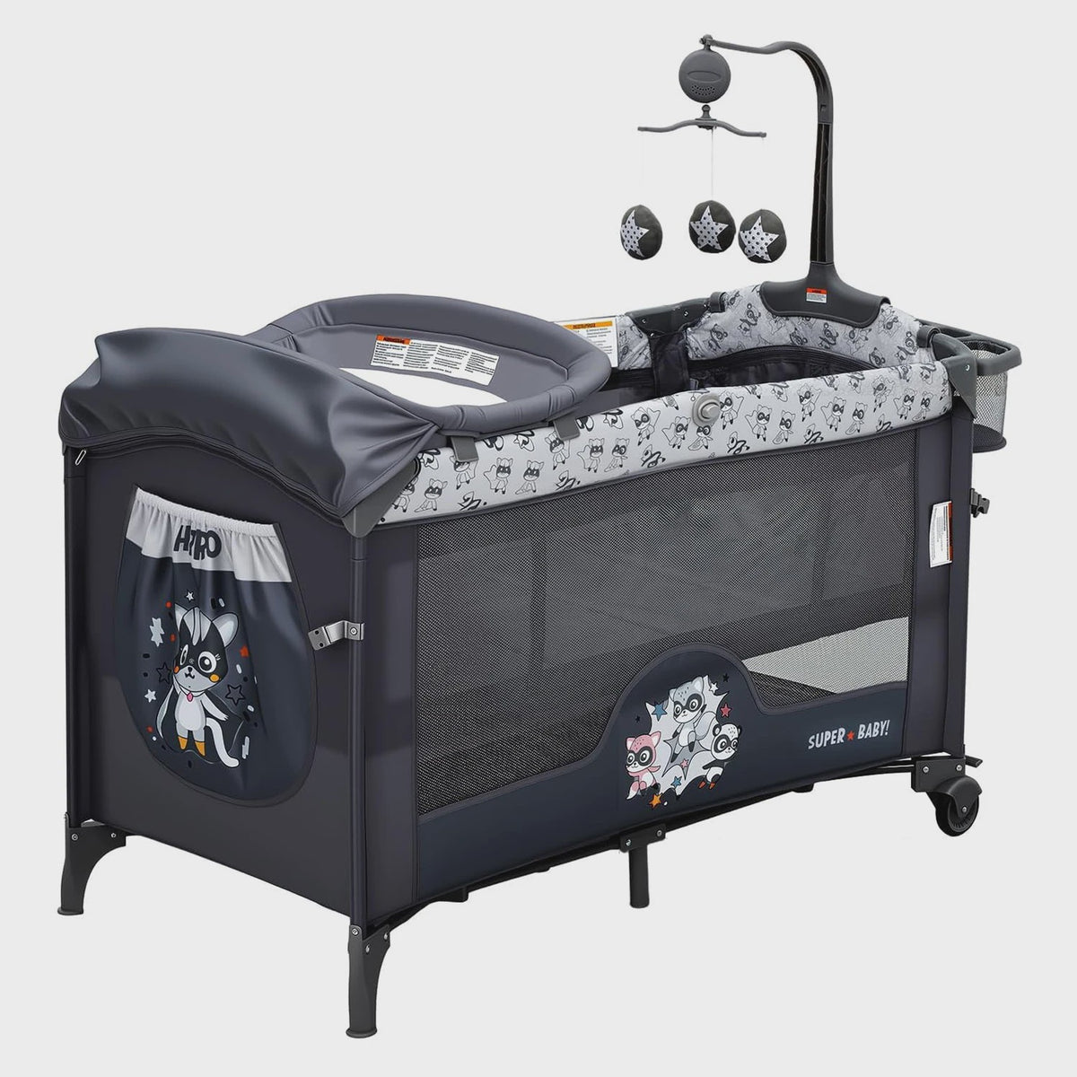 5-in-1 Baby Reiswieg met Commode, Matras en Speelboog - Snel Opvouwbaar