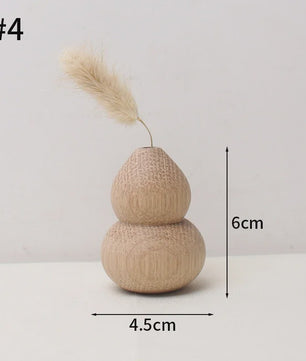 Houten Vaas Japandi Stijl - Decoratieve Vaas voor Bloemen & Interieur
