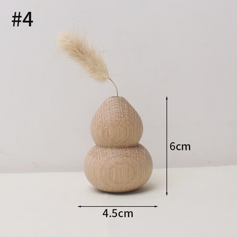 Houten Vaas Japandi Stijl - Decoratieve Vaas voor Bloemen & Interieur