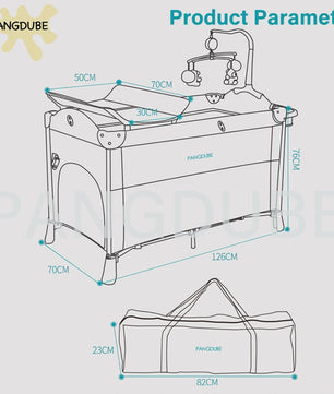 PANGDUBE 4-in-1 Multifunctioneel Babybedje: Wieg, Verschoontafel & Reisbed