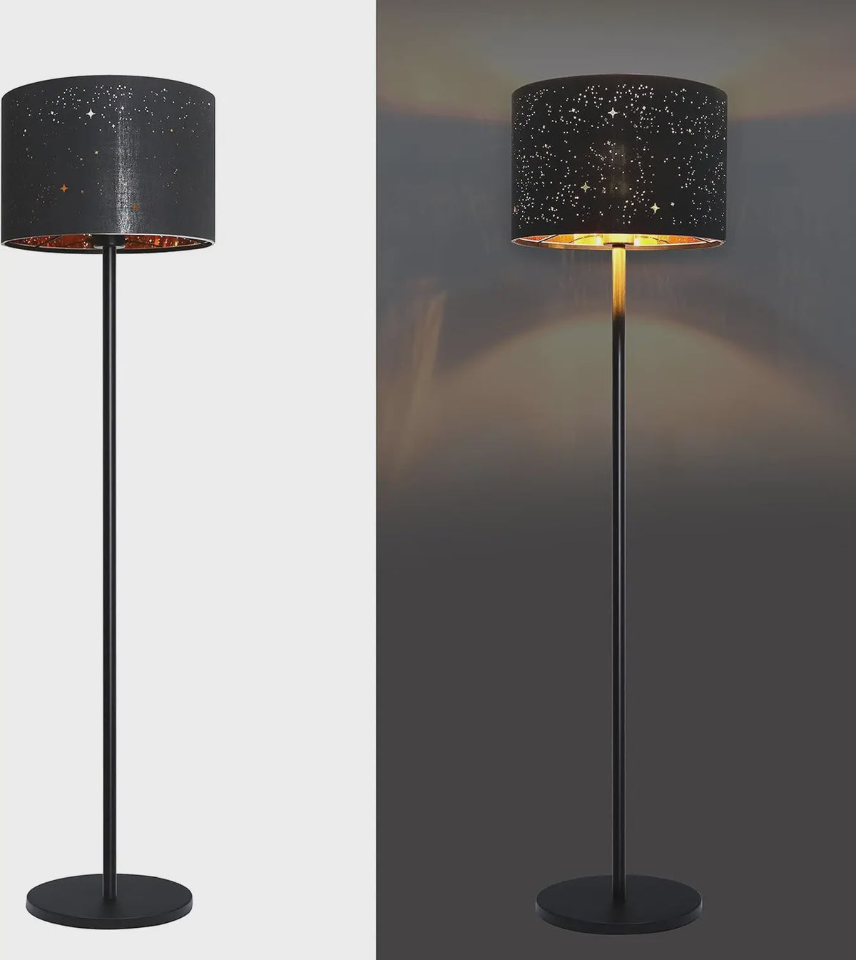Moderne Sterren Design Vloerlamp - Zwart/Goud - 144cm - E27 Fitting