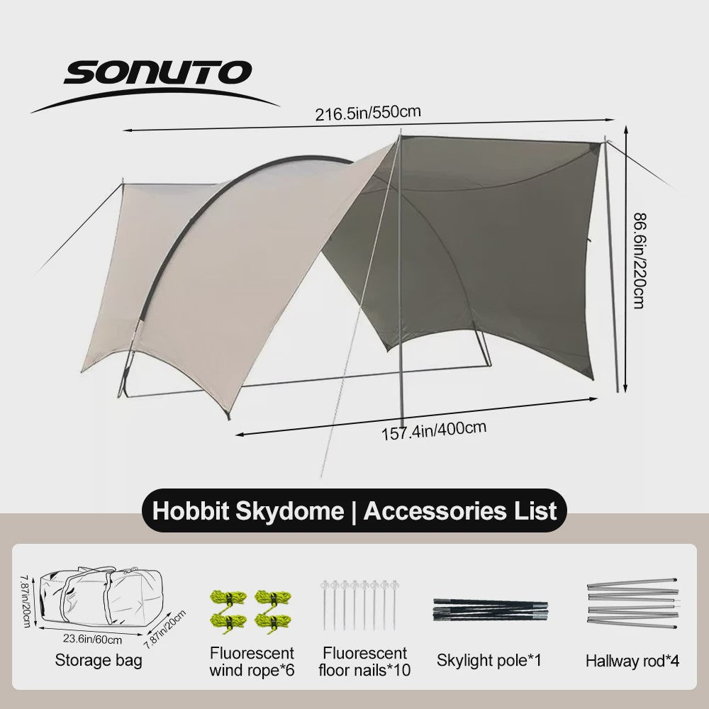 Ruime Camping Tent 22m² Zon- en Regenbescherming voor 8-10 Personen