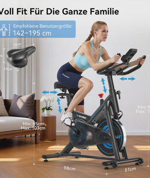 Wenoker Hometrainer Fiets met App - Stille Ergometer Spinning Bike voor Thuis (max 160kg)