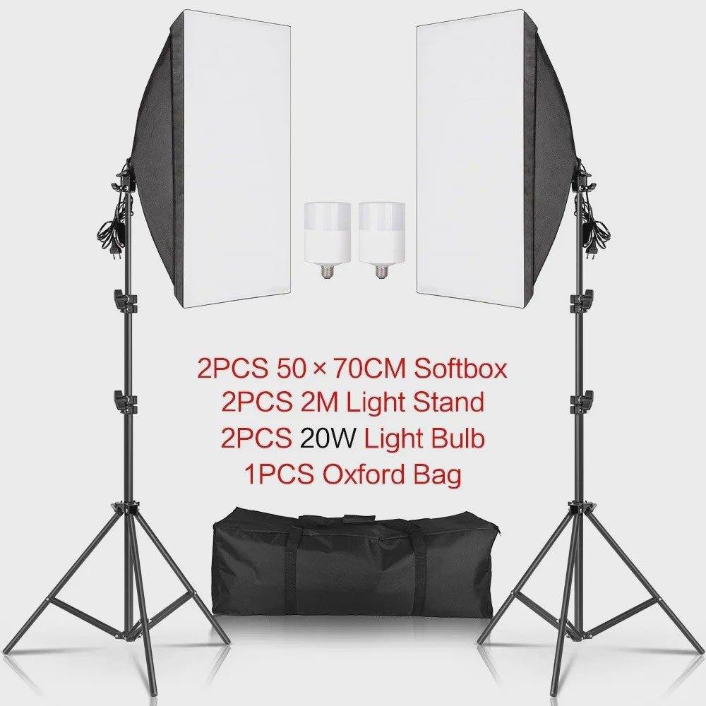Professionele Softbox Verlichtingskit 50x70CM met E27 Fotografie Lampen