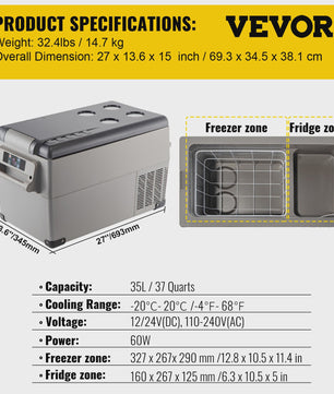 Draagbare Koelkast en Vriezer - 35L/45L - Compressor Koeling - Ideaal voor Auto, Camping & Outdoor