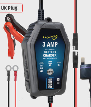 Slimme Acculader 6V/12V 3A voor Auto, Motor & Lithium Batterijen - Onderhoud & Reparatie