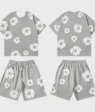 Zomer Hip Hop Print Korte Mouw Set - Casual Outfit & Familie Matching