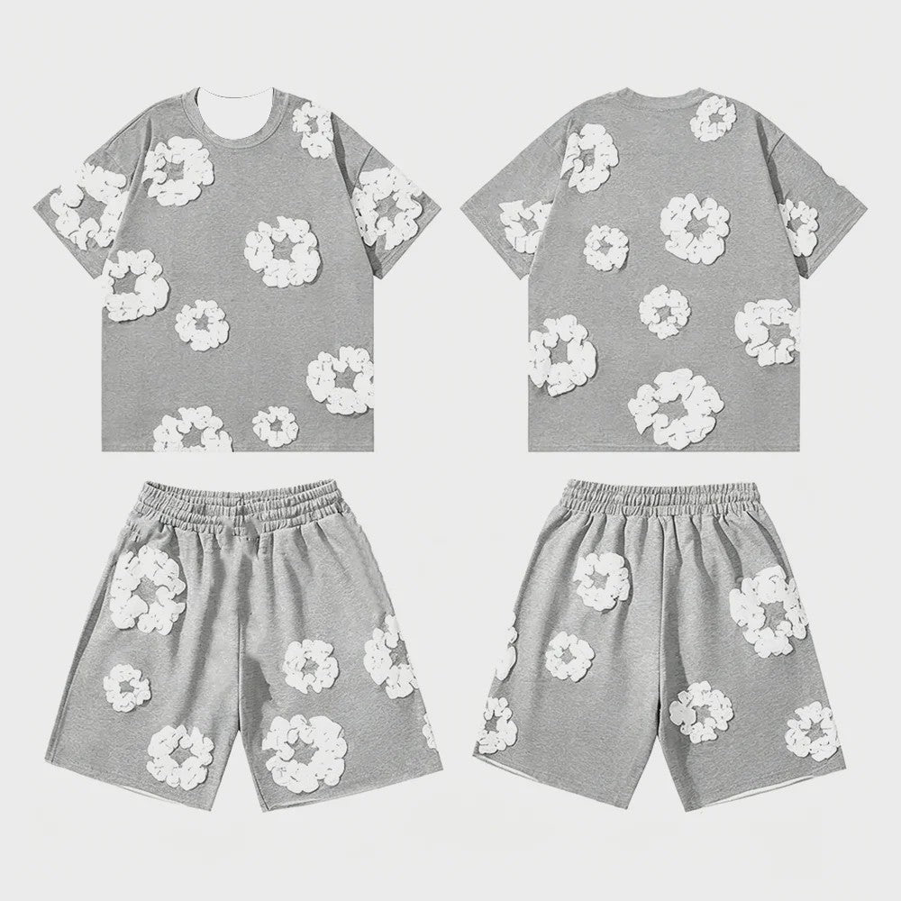 Zomer Hip Hop Print Korte Mouw Set - Casual Outfit & Familie Matching