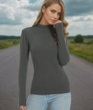 Dames Turtleneck Trui met Lange Mouwen - Basic Ribgebreid Slim Fit Top