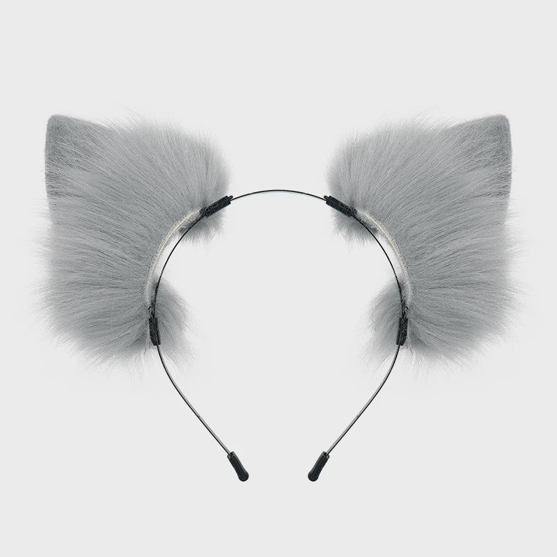 Handgemaakte Wolfsoren Haarband - Verstelbaar & Zacht voor Cosplay, Halloween & Feesten