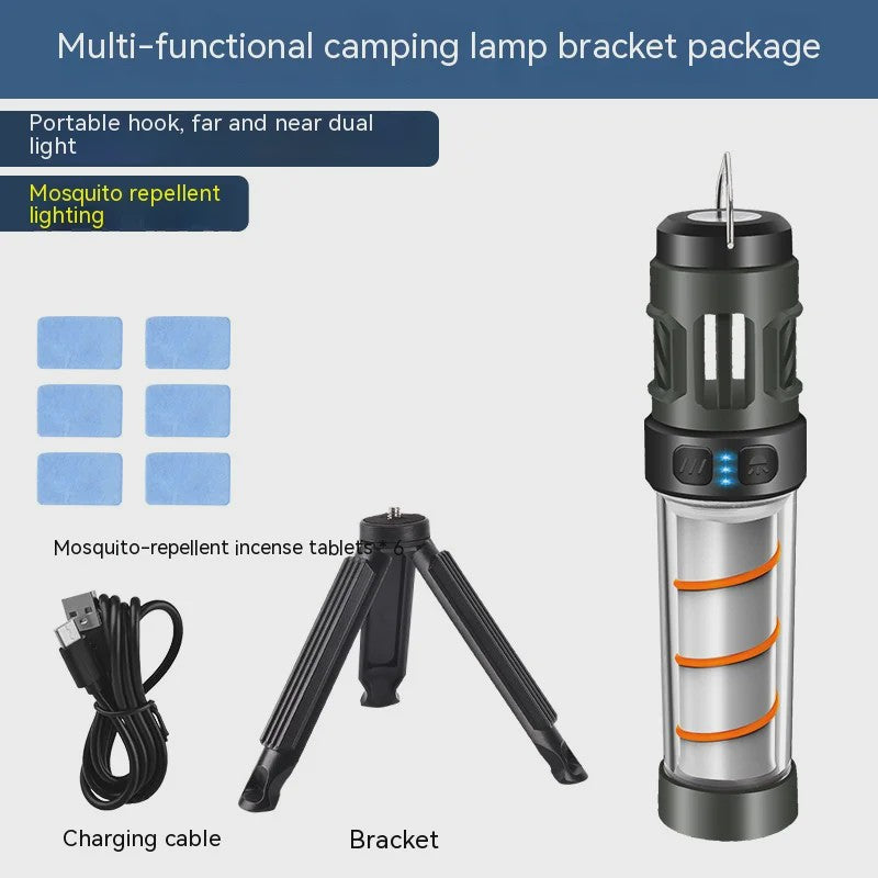 Draagbare Camping Lamp: Muggenverjager, Zaklamp & Sfeerverlichting met Statief
