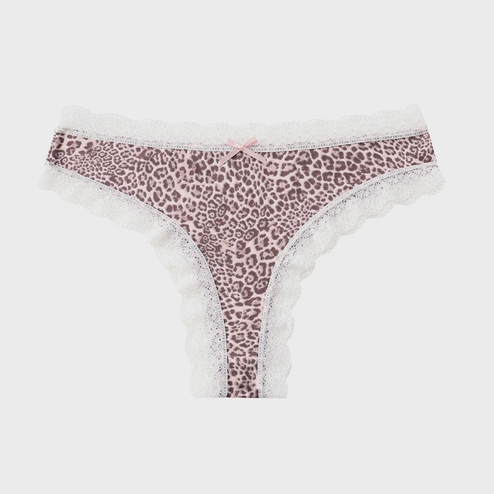 Dames Kant & Luipaardprint Thong Panties - Sexy, Ademend & Comfortabel Ondergoed