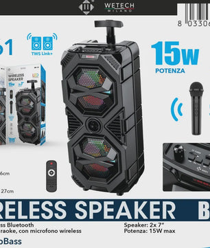 Draagbare Karaoke Bluetooth Speaker met LED, Draadloze Microfoon & Afstandsbediening - Perfect voor Outdoor Feesten