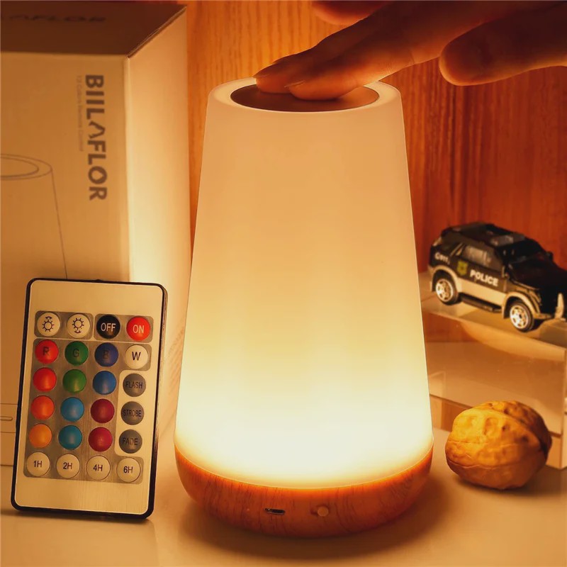 Draagbare Nachtlamp RGB Kleurrijk met Afstandsbediening & Touch Bediening - USB Oplaadbaar