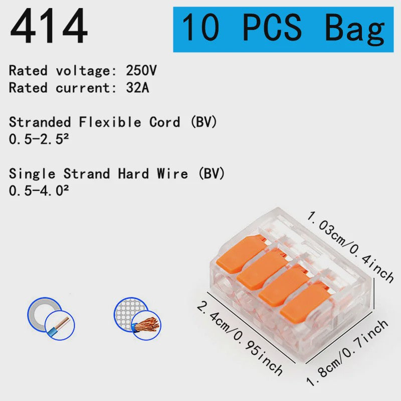 Universele Snelkoppeling Klemmen (250V/32A) - Oranje, 10-75 Stuks