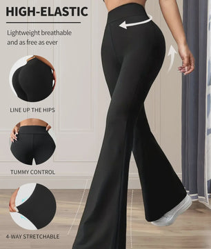 Dames Flare Broek Hoge Taille Zwart - Stijlvol & Comfortabel