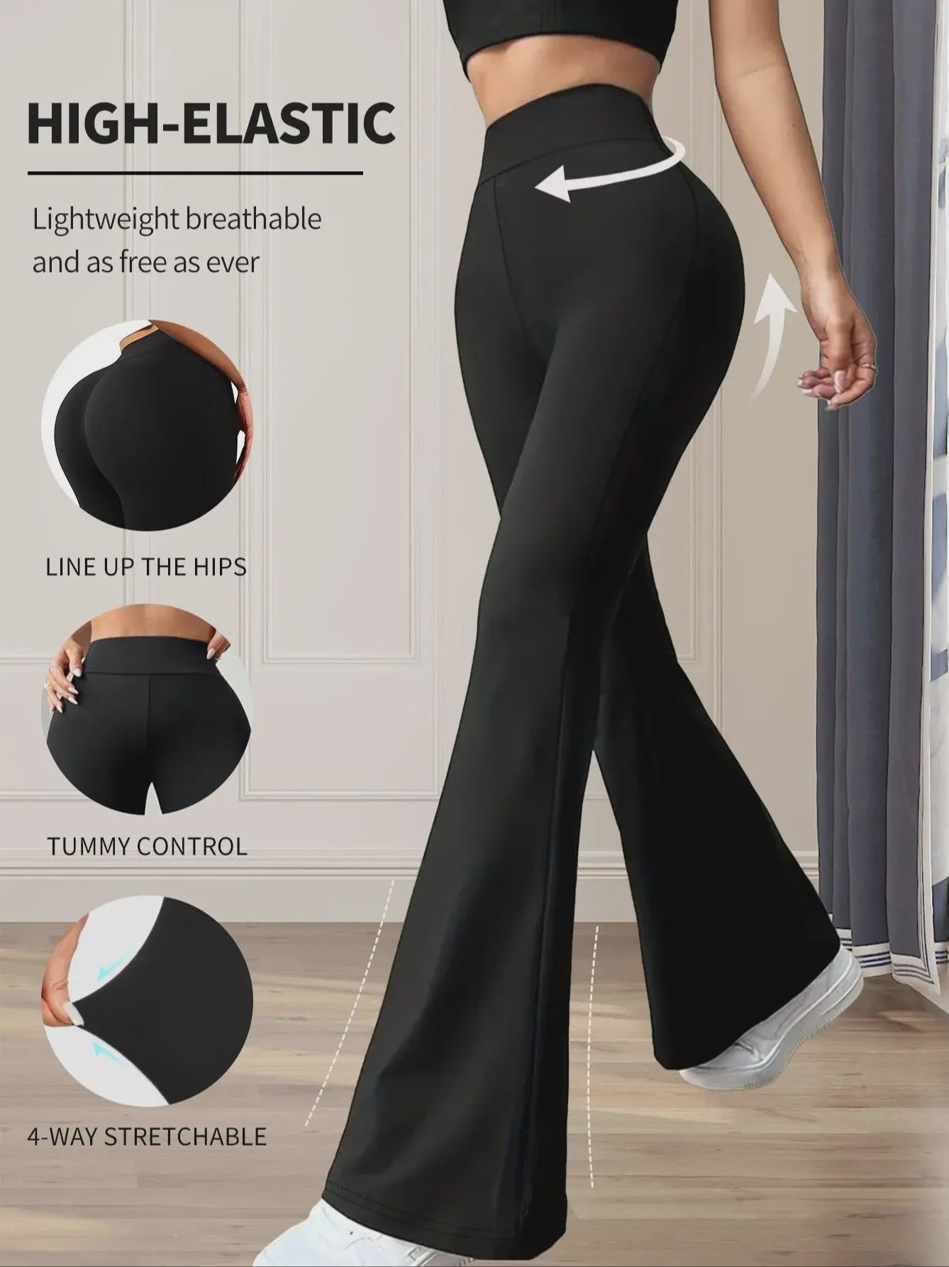 Dames Flare Broek Hoge Taille Zwart - Stijlvol & Comfortabel