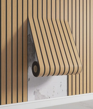 3D Houten Lamellen Behang - Zelfklevend, Waterdicht & Verdikkend - Wanddecoratie