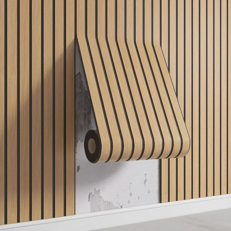 3D Houten Lamellen Behang - Zelfklevend, Waterdicht & Verdikkend - Wanddecoratie