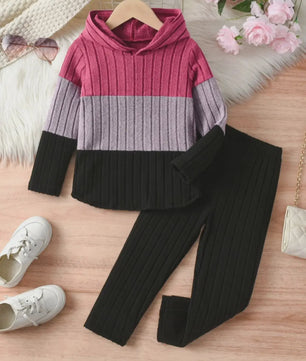 Set Meisjes Hoodie met Broek - Colorblocking Stijl voor Lente & Herfst Uitjes