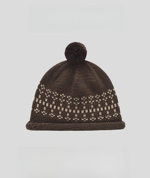 Dames Muts met Fair Isle Patroon, Pompon en Omgeslagen Boord - Warm & Stijlvol