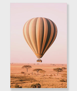 Canvas Poster Set: Leeuw, Giraffe, Olifant, Ballonvaart & Natuurlandschap