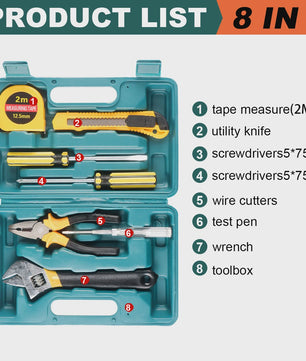 Complete Gereedschapskist Set - 8-13 Delig Huishoudgereedschap voor Auto- en Huisreparaties