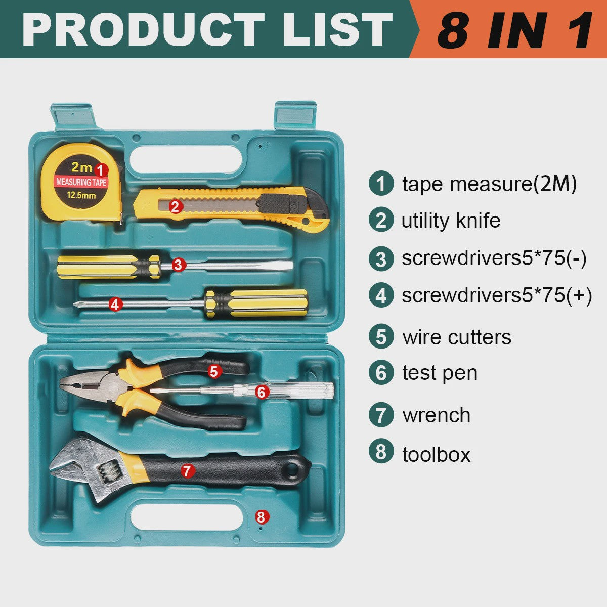 Complete Gereedschapskist Set - 8-13 Delig Huishoudgereedschap voor Auto- en Huisreparaties