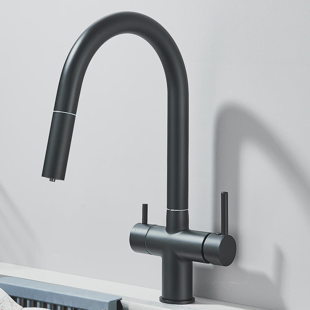 Keukenmengkraan met Uittrekbare Douchekop en Waterfilter - Messing