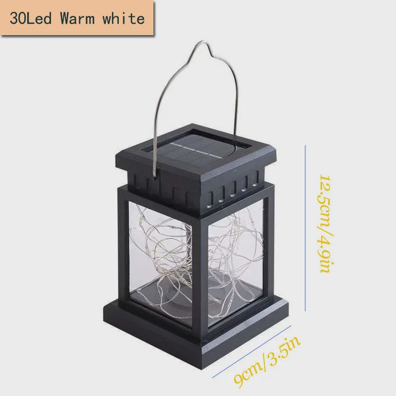 Retro Solar Lantaarn met LED Kaarslicht - Tuinverlichting & Decoratie