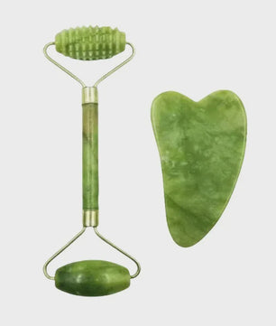 Natuurlijke Jade Roller & Gua Sha Set - Gezichts-, Lichaams- en Voetmassage