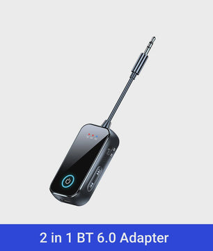 Bluetooth 6.0 Audio Zender & Ontvanger (2-in-1) met Microfoon - Draadloze AUX Adapter voor Auto, TV, PC