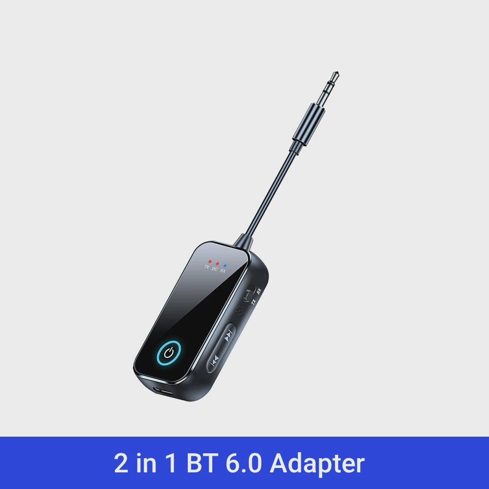 Bluetooth 6.0 Audio Zender & Ontvanger (2-in-1) met Microfoon - Draadloze AUX Adapter voor Auto, TV, PC