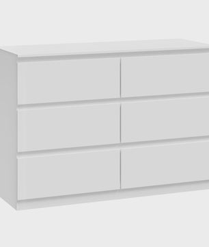 Witte Ladekast met 6 Lades - 100x69x36cm - Opbergkast voor Woonkamer & Hal