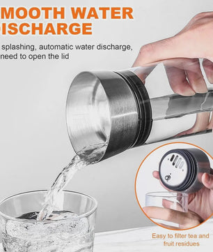 Stijlvolle Glazen Waterkan met Deksel - 1 Liter - Perfect voor Water, Sap, IJsthee & Limonade