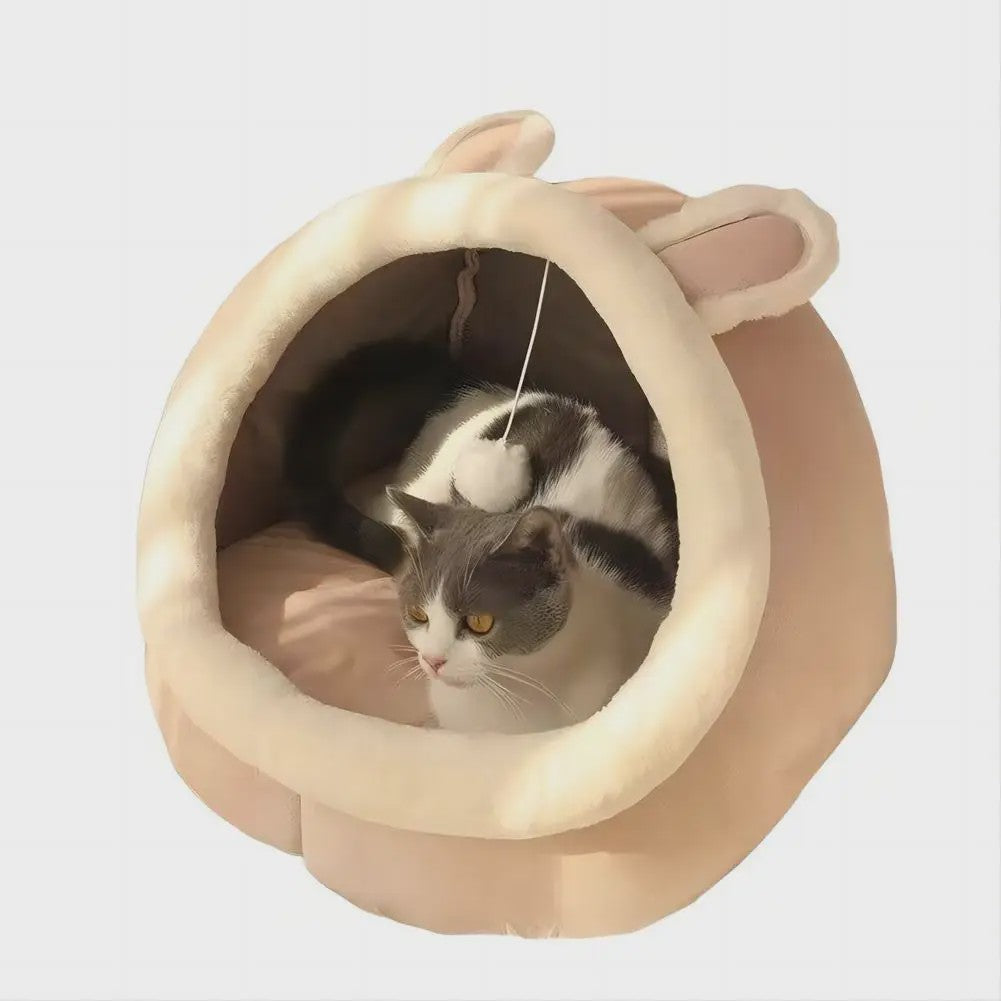 Schattig Cartoon Katten- en Hondenhok - Opvouwbaar, Wasbaar & Comfortabel Slaapbed