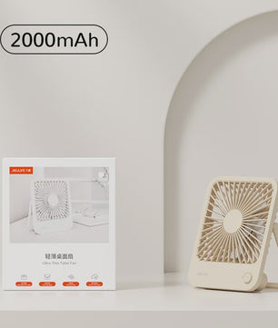 JISULIFE Draagbare Kleine Bureauventilator - Stille USB Tafelventilator met 4 Snelheden en Krachtige Wind
