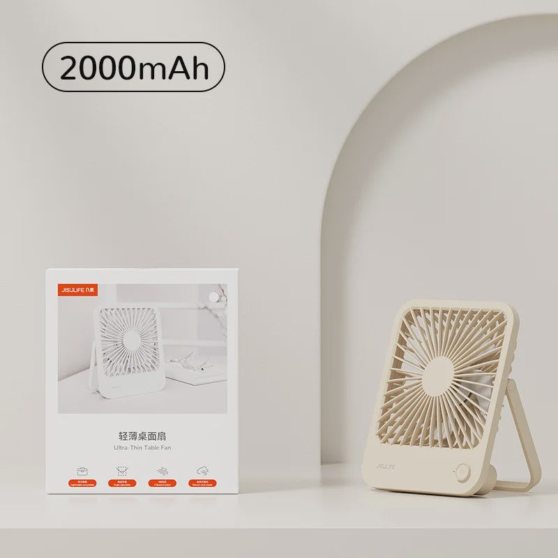 JISULIFE Draagbare Kleine Bureauventilator - Stille USB Tafelventilator met 4 Snelheden en Krachtige Wind