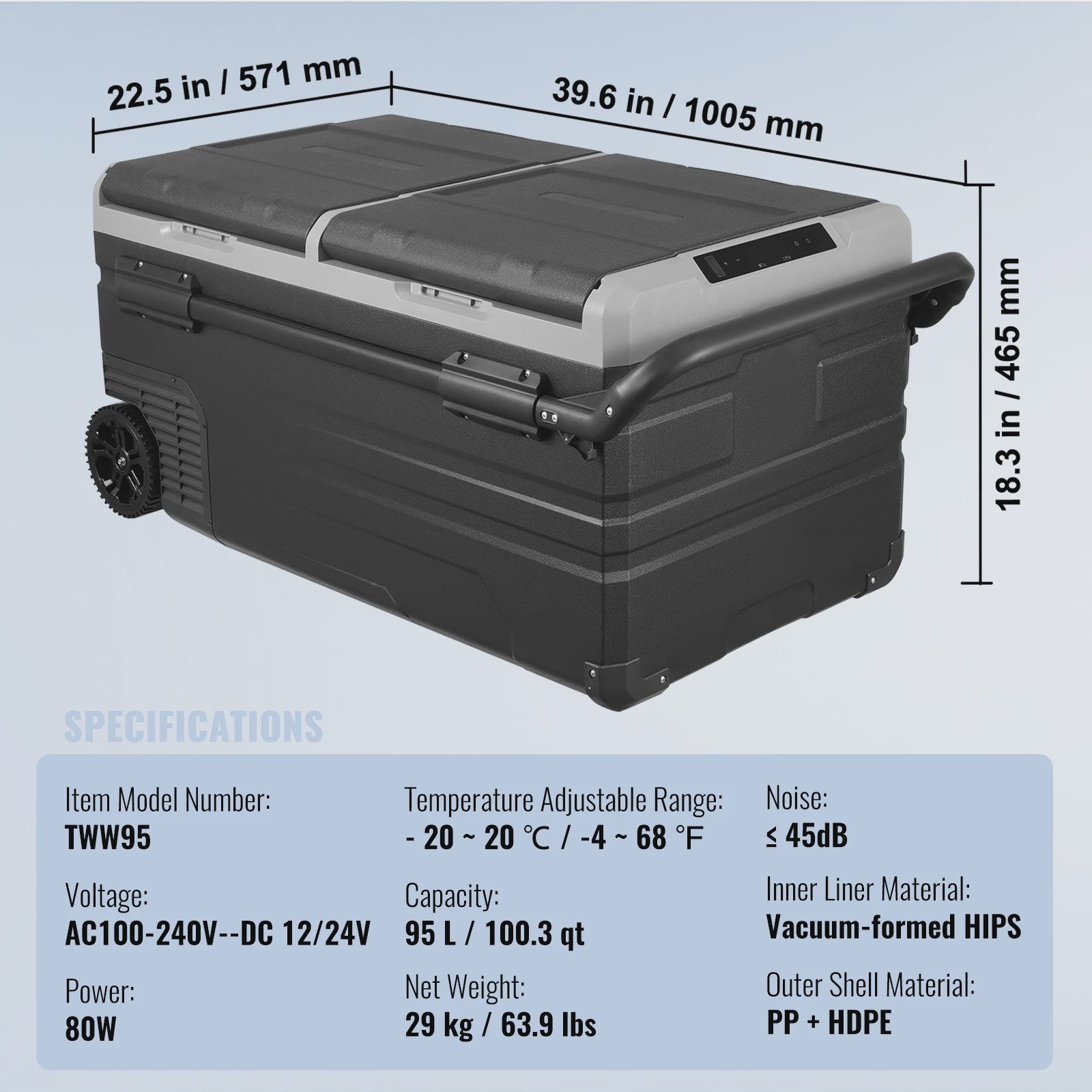 Draagbare Dubbelzone Koelkast 95L: Compressor Koelbox voor Auto, Camping & Outdoor