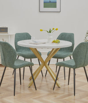 Moderne Ronde Eettafel 100cm met Marmerlook - Luxe en Stijlvol Design