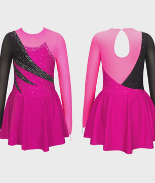 Schaatsjurk Meisjes met Lange Mouwen, Strass en Rokje - Dans & Turnen