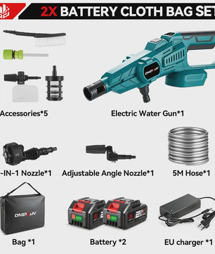 ONEVAN Krachtige Accu Hogedrukreiniger 3500W - 200Bar - Voor Makita Batterijen