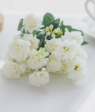 Kunstbloemen - 5 Takken Kleine Anjers (15 Bloemhoofden) - Decoratie voor Bruiloft, Kerst, Vaas
