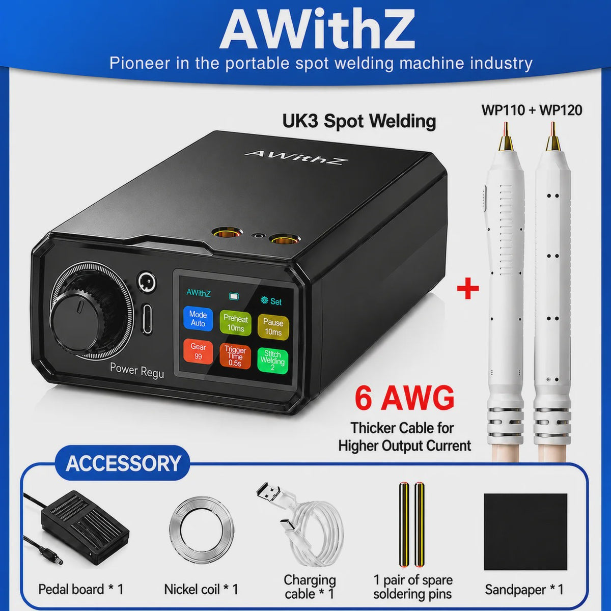 Awithz UK3 Draagbare Batterij Spot Lasapparaat - 10000mAh DIY Lithium Batterij Pack Lasgereedschap